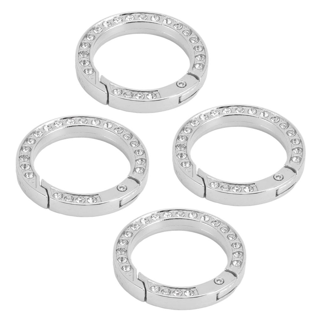 10 szt. Pierścienie O z cyrkoniami, sprężynowe, DIY, okrągłe, z karabińczykiem zatrzaskowym, elastyczne, metalowe, sprężynowe pierścienie O do plecaków, breloków
