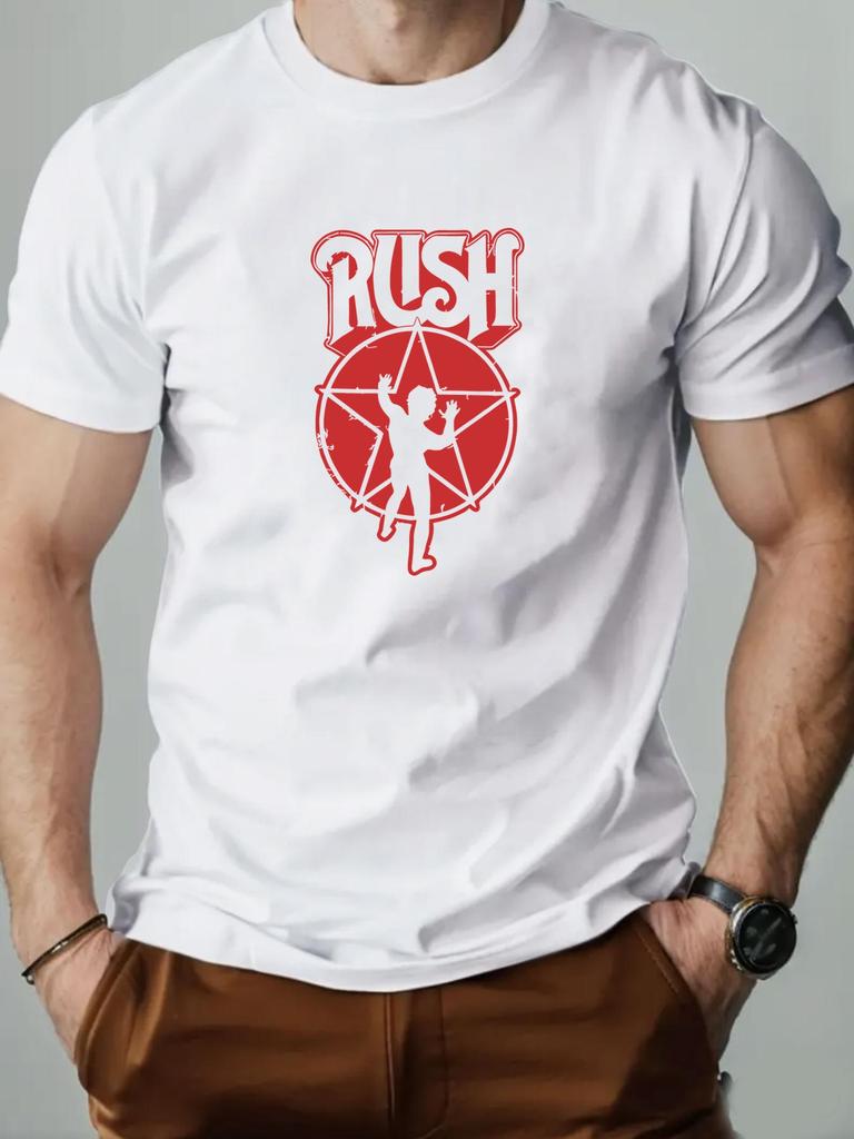 Pánské bavlněné tričko RUSH léto kulatý výstřih krátký rukáv grafické prodyšné módní ležérní tričko