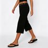 Women Slim Fit Flared Capri Pants Seven Quarter Length Casual Streetwear Sport Trousers with Waist Eyelet Detail