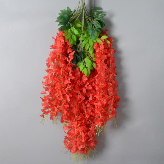 Artificial Wisteria Flower Hanging Garland Faux Silk Hanging Flower Strings Fake Wisteria Flower Vine for Wedding Garden Background Decor