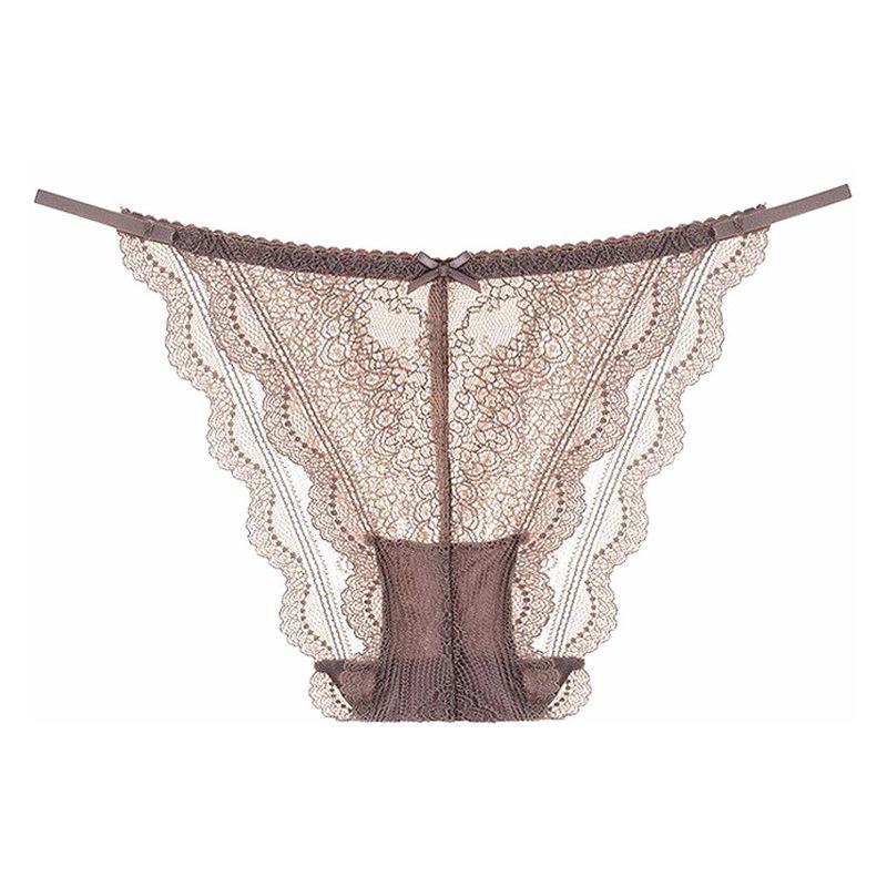 Ultra-Thin Lace Low-Rise Transparent Panties for Women with Pure Cotton Crotch and Butt-Lifting Design