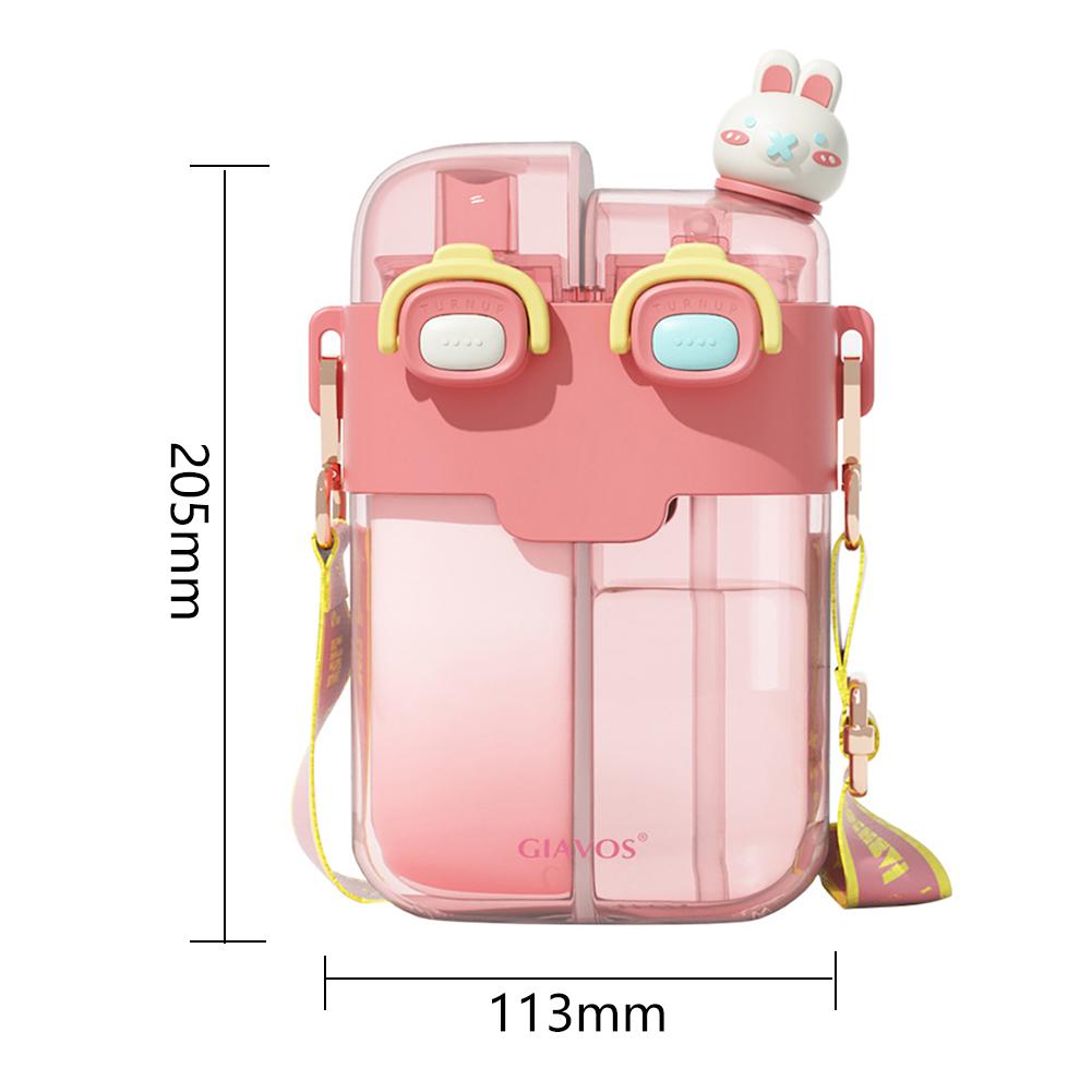 780ML Water Bottle Portable Cartoon Outdoor Sport Water Cup Leakproof with Straw Drinkware for Camping Hiking Running