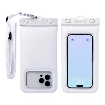 DIVAID Wide Size Waterproof Case for Smartphones, IP68 Rating, with Shoulder Strap (White) [Floats On Water, Compatible with iPhone, Android, and Vari