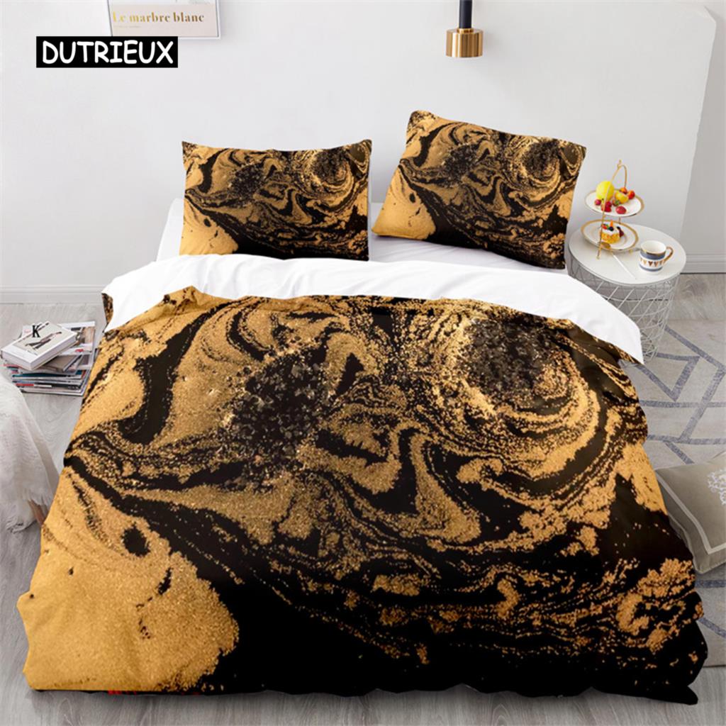 Colorful Marble Printed Pattern Bedspread Cover Package Microfiber Geometric Art Abstract Bed Cover Package King Dimension Queen Size For Girls Kids