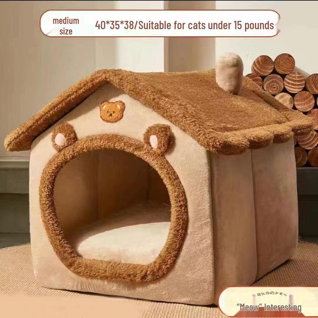 Four Seasons Universal Dog Bed: Washable, Warm, Large, Pet House-Shaped Bed for Dogs and Cats.