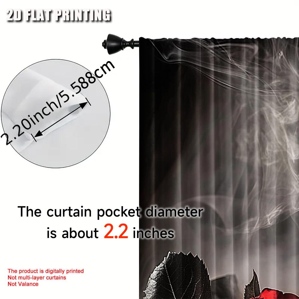 Set Of 2 Sugar Skull Adult Curtain Lover Sweetheart Roses Curtains Halloween Suitable Living Room Dining Made Polyester Area Window Treatment