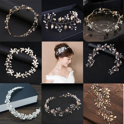 Tiara Jewelry Hair Decoration Rhinestone Headpiece Bridal Hairpin Crystal Headband Pearl Head Wear