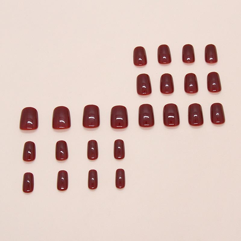 Simple Solid Color Ankola Red Versatile Fashion Girl White Wearing Nail Short Nail Patch 24 Pieces