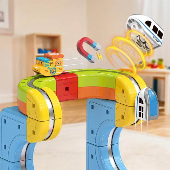 1 Set Manyetik Raylı Tren Oyuncak Seti Çocuklar Kendin Yap Ray İnşaatı Yerçekimine Meydan Okuyan Elektrikli Tren Oyuncak Yeni Başlayanlar İçin Raylı Araba Eğitici STEM Öğrenme Oyuncak