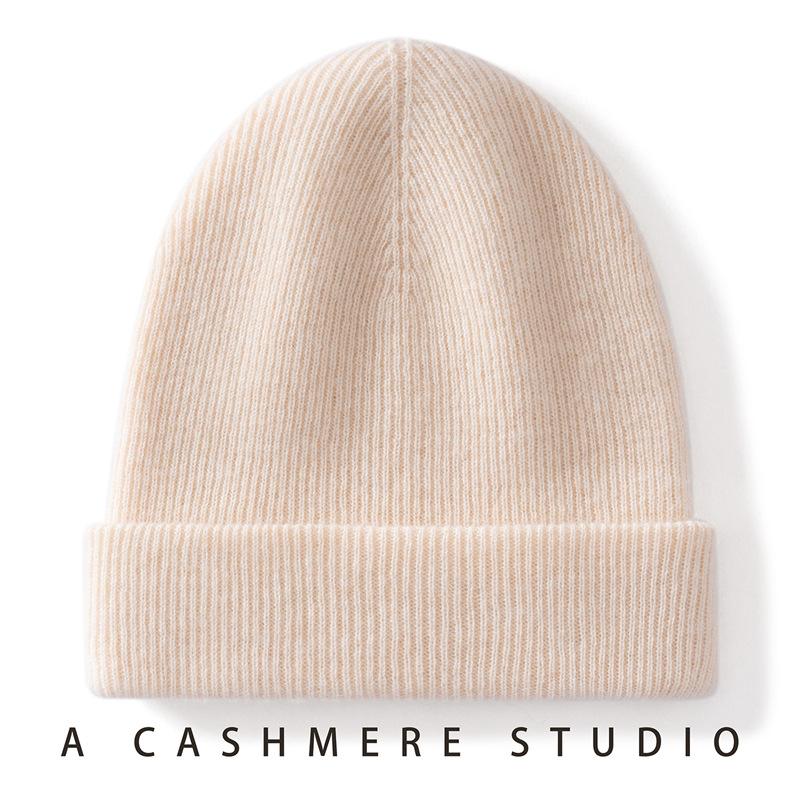 Autumn and Winter Cashmere Hat Women's Seamless Knitted Wool Double-layer Thermal Bag Head Stacking Hat Men's Cold Hat Confinement Hat Batch