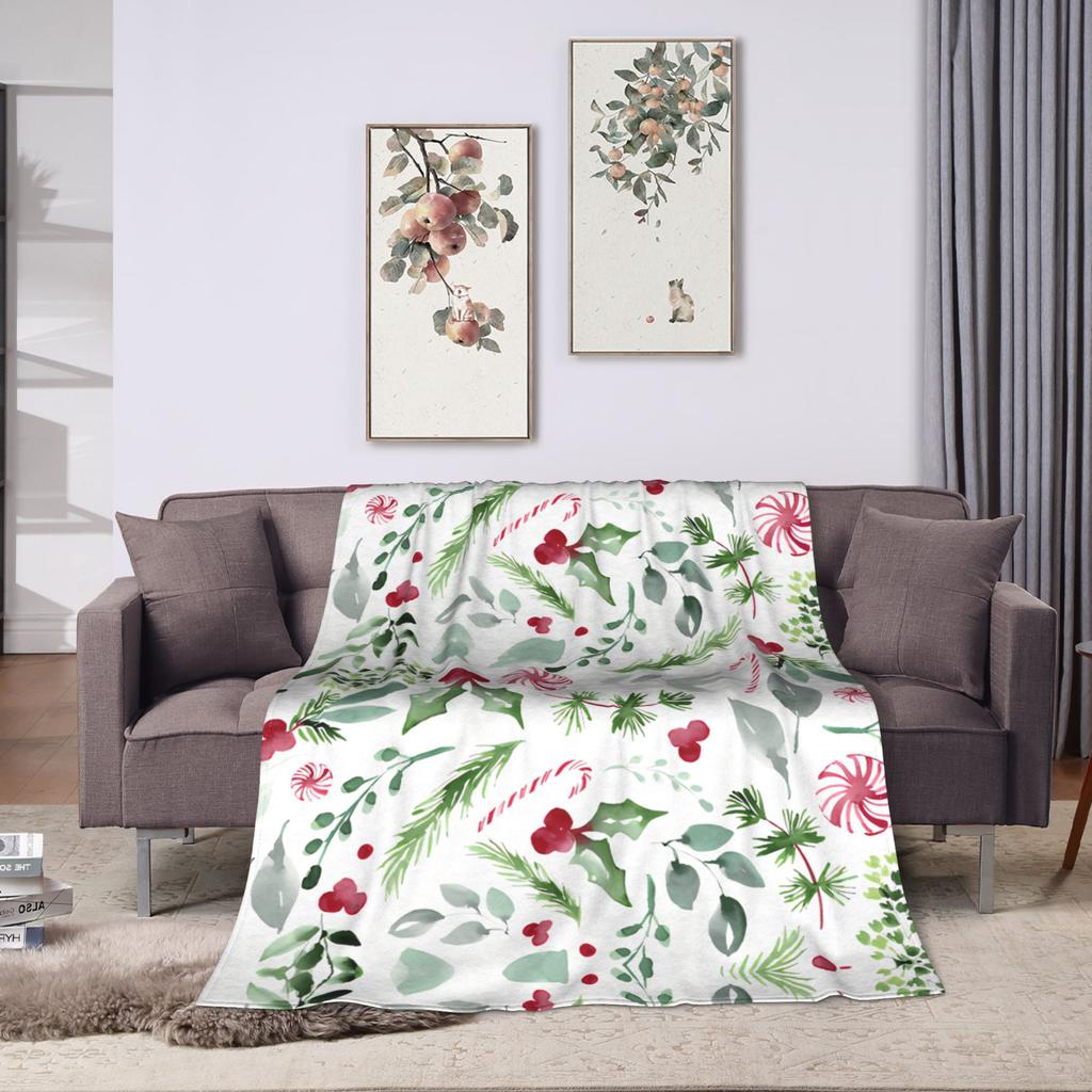 Holiday Festive Christmas Flannel Blankets Soft Throw Blanket for Living Room Travel Pattern Bedspread Sofa Bed Cover