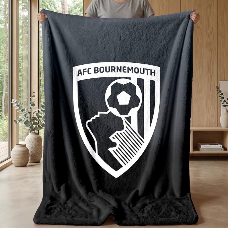 Bournemouth Football Print Flannel Blanket, Soft Warm Lightweight Throw Blanket for Sofa Bed Camping