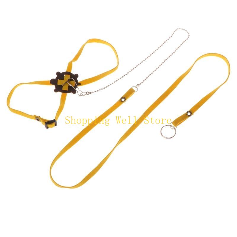 

KX4B Colored Bearded Dragon Harness Leash Adjustable Leather Walk for Amphibians Small Pet Accessories жёлтый