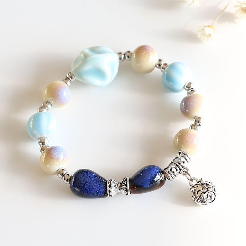 

Новые аксессуары для одежды в китайском этническом стиле, керамические украшения из Цзиндэчжэня, фарфоровый браслет из бусин в виде роз, браслет из нити с бусинами, художественный подарок Longbao