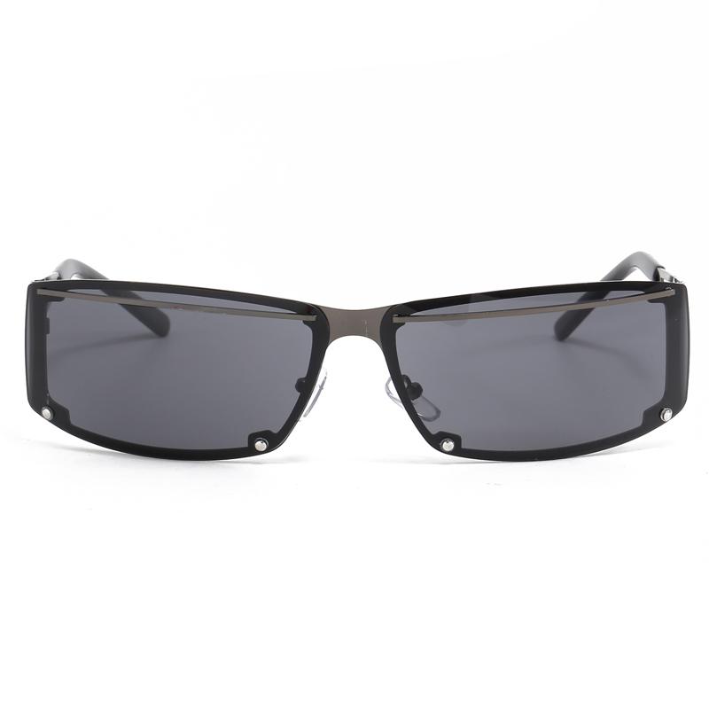 Fashion Square Hollow Frame Y2K Sun Glasses Edge Cut Personality Versatile Sunglasses Female Street Shooting