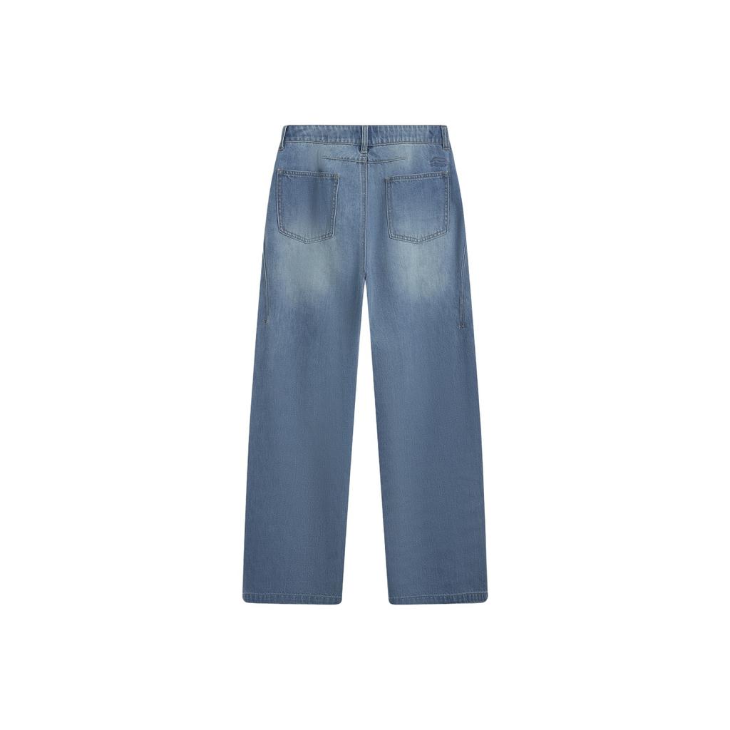 Li-Ning Embroidered Logo Letter Denim Pants Women bottoms AJQV024-3