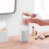 Cotton Swab Organizer Storage Bamboo Cover Acrylic Round Organizer Makeup Storage Box Container Organizadores