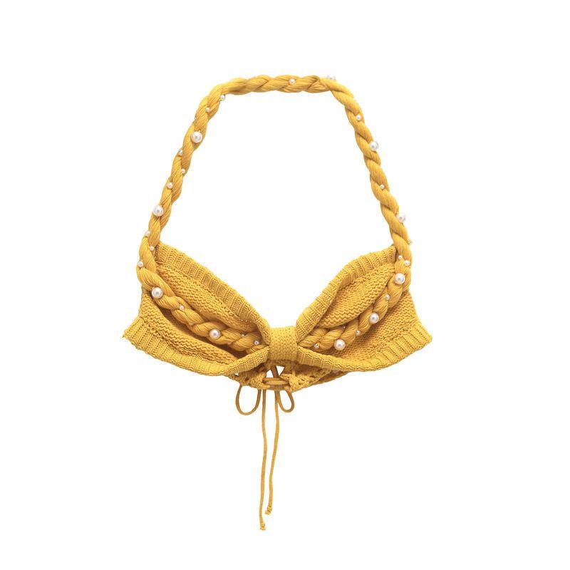 Zbzr Spring New Arrival Women's Clothing Fashion Artificial Jewelry Inlaid Hand-Woven Halterneck Vest Mini Skirt Suit