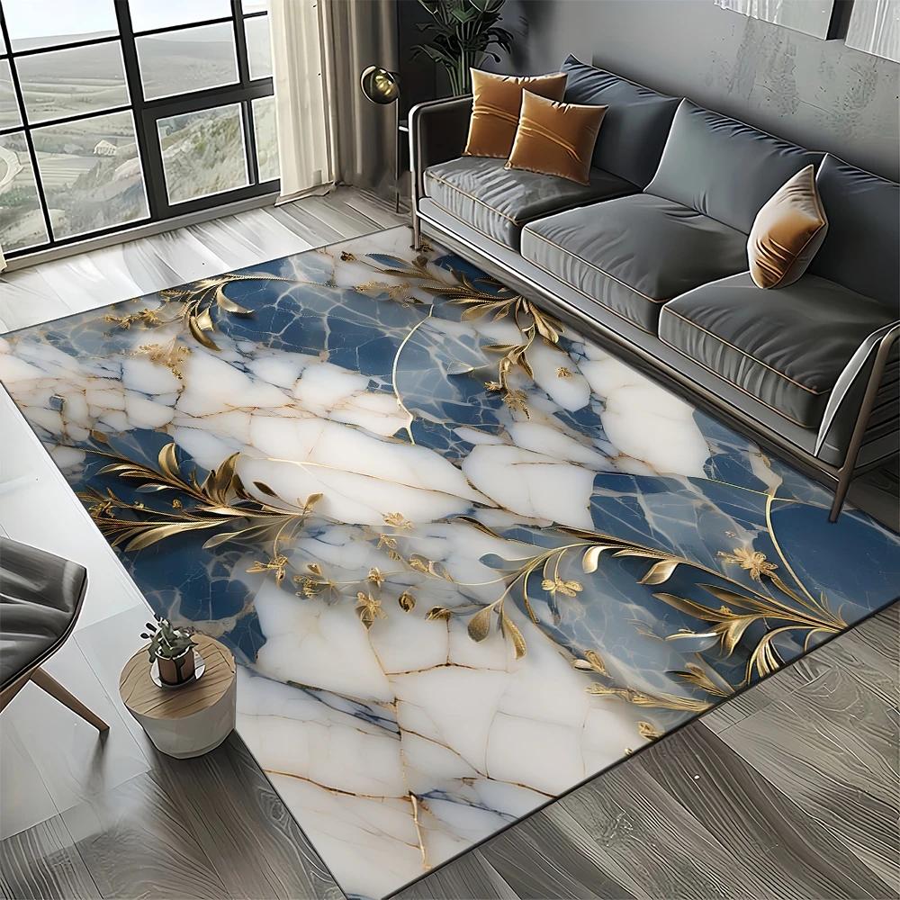 Neuer Stil Schwarz Weiß Gold Marmor Mode 3D Teppich Teppich für Wohnzimmer Schlafzimmer Zuhause Sofa Dekoration, Kinder Rutschfeste Bodenmatte