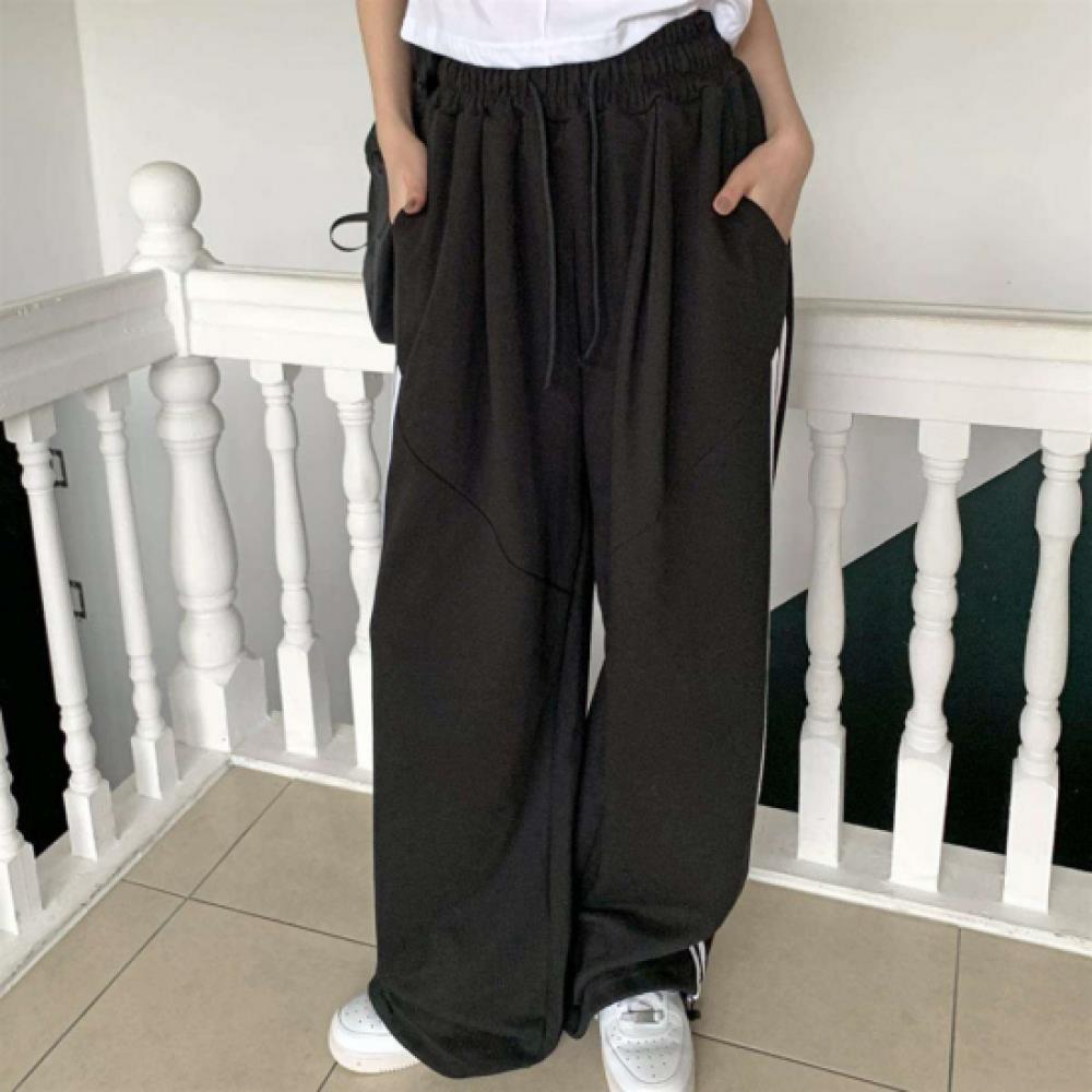 New Arrivals Open Run Women Casual Cotton Blend Track Two Way Wide Band Pants