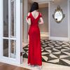 Evening dress dress new shoulder sleeves sexy low cut night long dress soft foot bath technician work