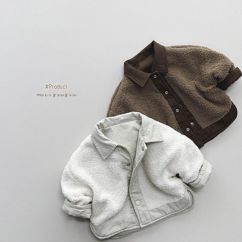 Kids' Double-Sided Fleece-Lined Winter Shirt - Korean Mori Style Retro Coat for Boys and Girls