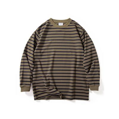 Long-Sleeved T-Shirt for Men, Autumn 2024 New Style, Loose-Fitting Base Shirt, Men's High Street Fashion Brand, Stylish Men's Striped Top