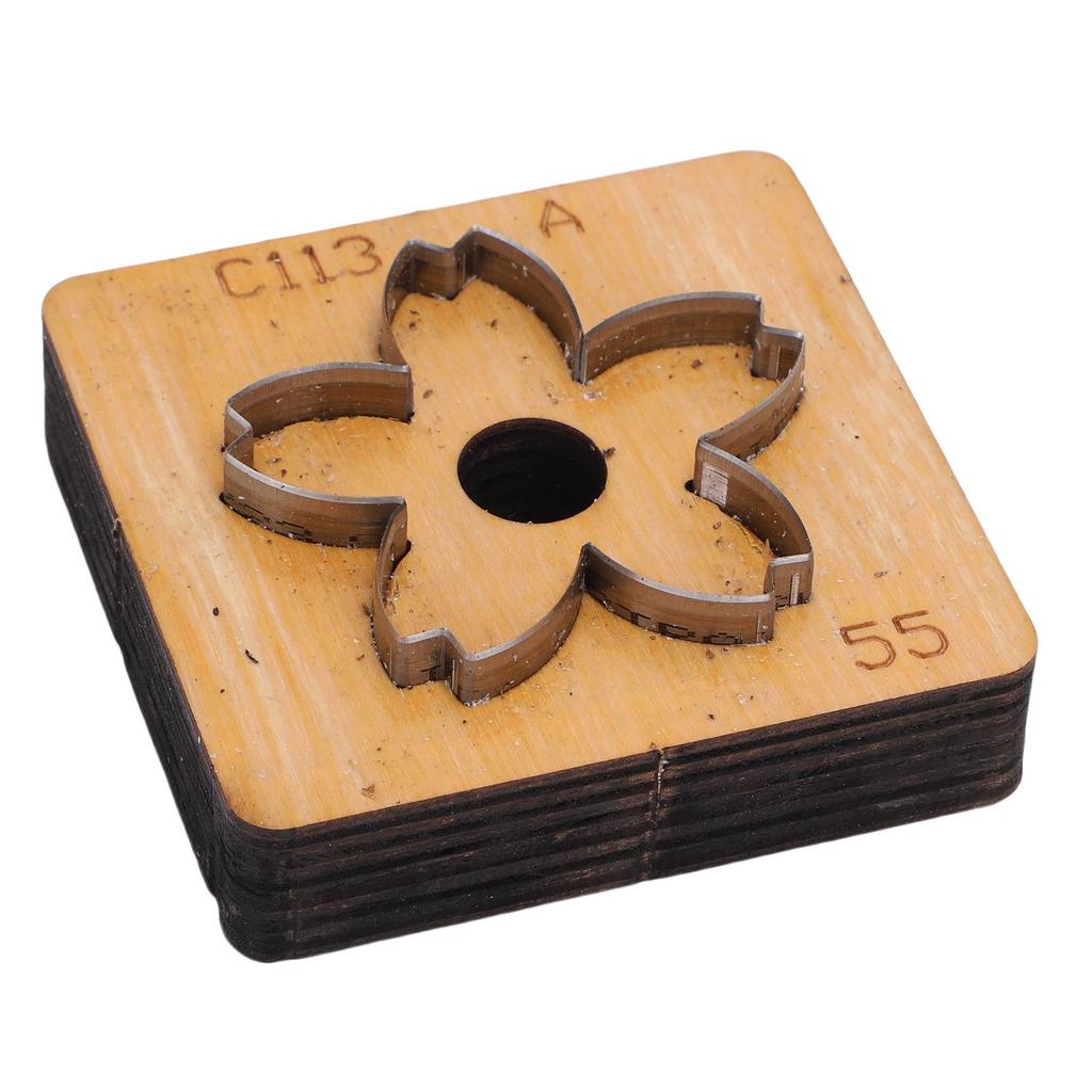 Leather Cutting Mold with   Wood Base Flower Shape Punching Die for Making Keychain Bag Decorations