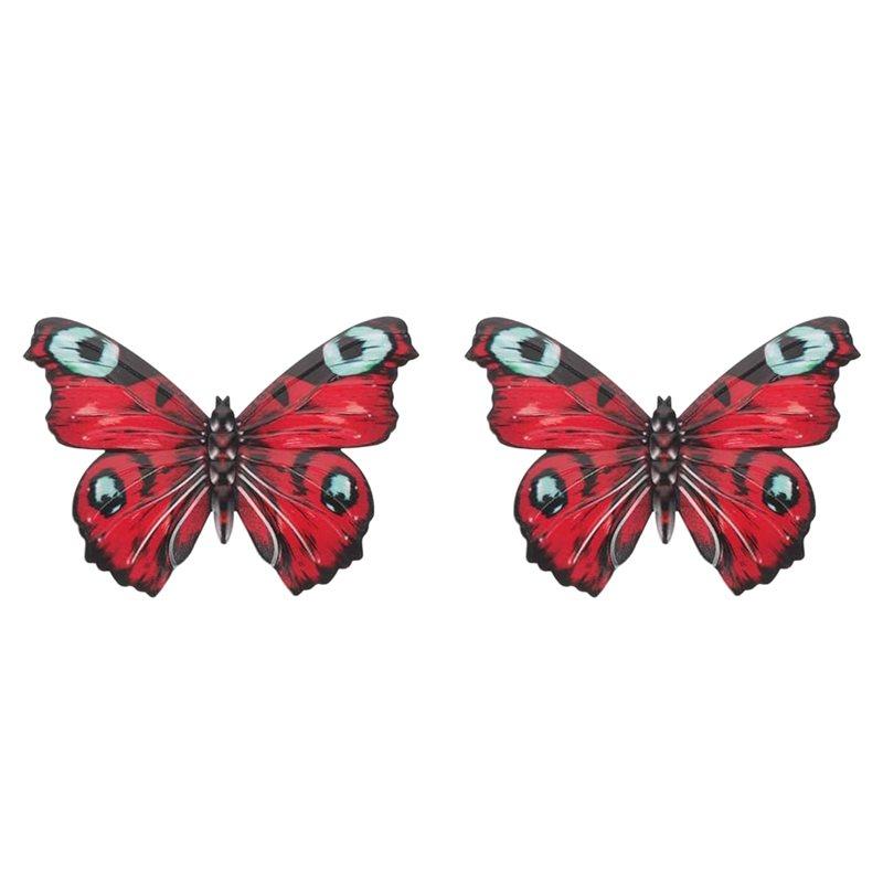 

2X Outdoor Wall Decor Butterfly Decoration Metal Butterfly Wall Decor For Fence Metal Wall For Home Decorations Red красный