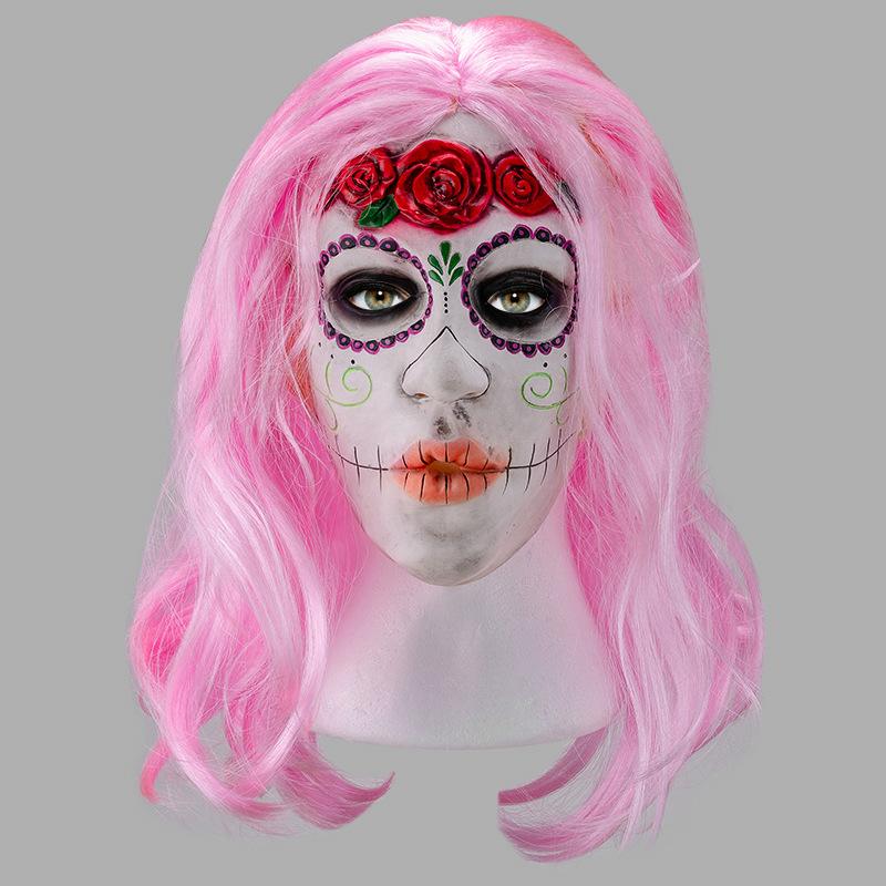 

Halloween mask, latex headgear, pink hair mask, role-playing, bar, dance party, performance show COS 40446