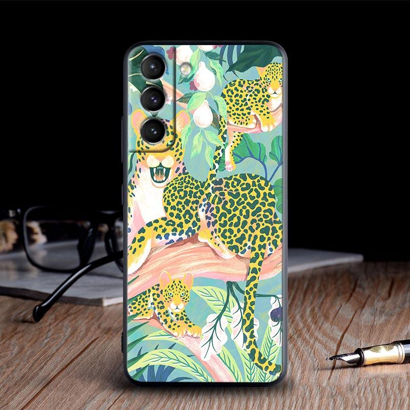 Original Jungle Animal Sloth Leopard Print Cases For Galaxy S24 Ultra Funda Samsung S21 S23 FE S20 S22 Ultra S10 Plus Soft Cover