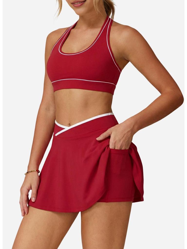Damen Sport-Rock-Set mit Brustpolstern, schnelltrocknend, für Golf, Tennis und Yoga