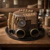 Steampunk Hat and Brown Goggles Wide Brim 5859cm