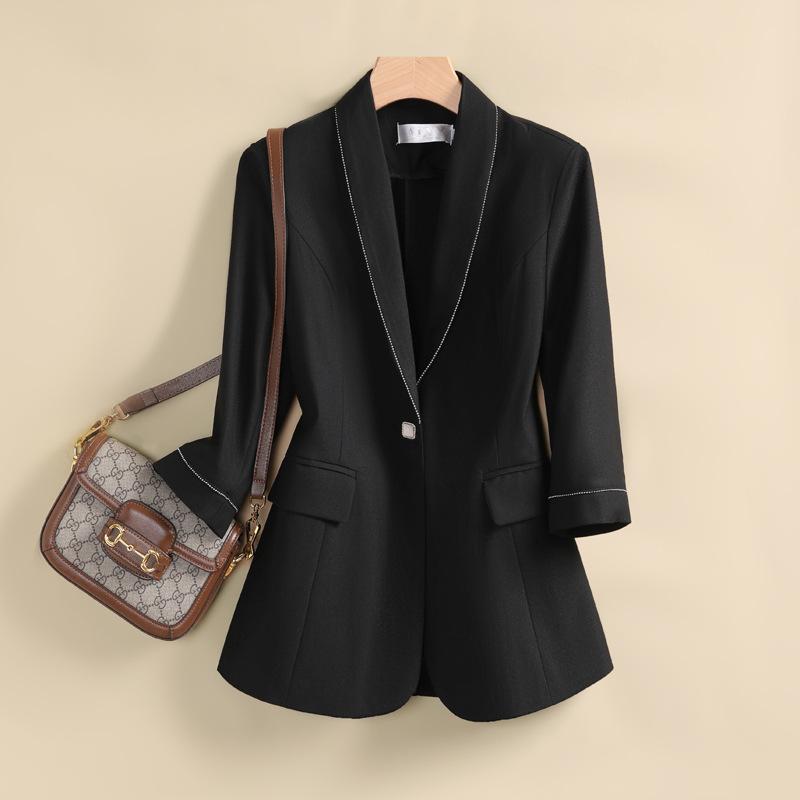 

Весна Новый Корейский Стиль Приталенный Профессиональный Маленький Костюм Маленький Пиджак 3XL чёрный