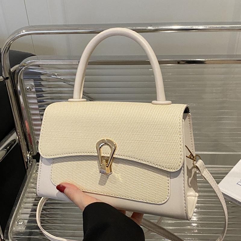 

First layer vegetable tanned cowhide bag women s shoulder crossbody casual cover trendy solid color large capacity shopping tote bag lock білий