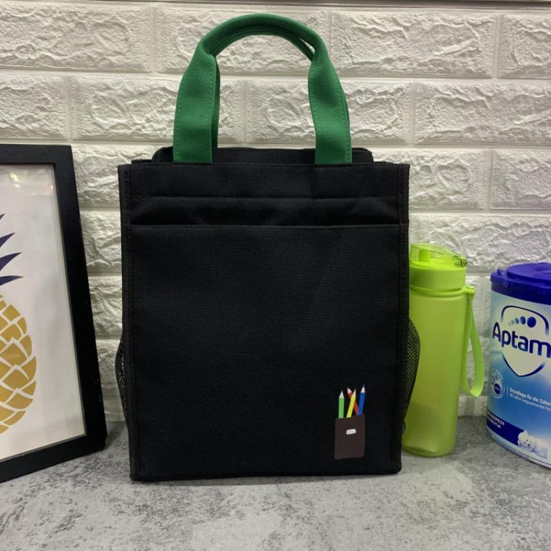 

Large new canvas multi-layer student make-up bag, document bag, leisure bag, bring rice bag to work, and bento