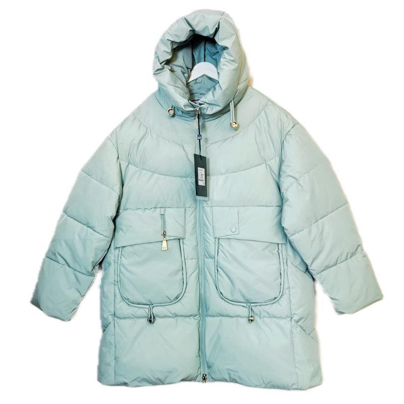 

в Россию Оригинальный Заказ Остатки Складских Запасов Пуховик с Капюшоном Хлопковый Утепленный Защищающая от Холода Одежда Женская Средней Длины Длинная Модная Большого Размера Зимняя Light green 56