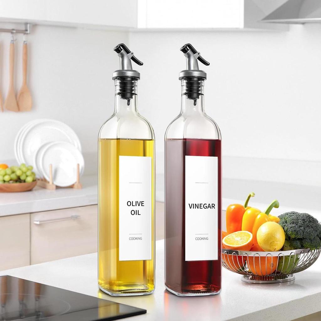 Transparent Automatic Oil Bottle In Dark Green Glass for Kitchen Use