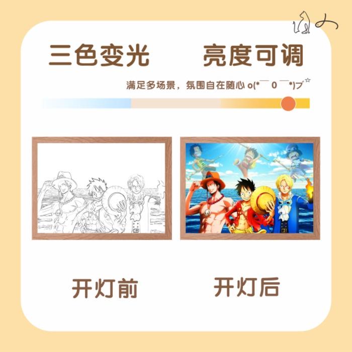 One Piece Light Painting Luffy Zoro Figure USB Night Lamp