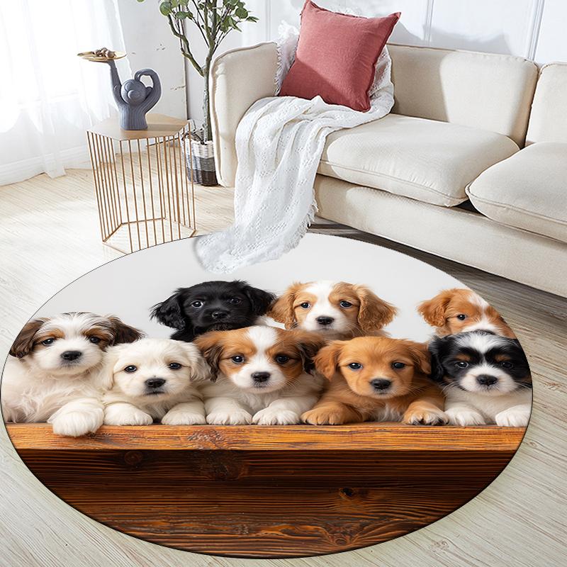 

Pack of Dogs pattern round rug,Carpet Rug for Living Room Bedroom Sofa Playroom Decor,Non-slip Floor Mat,Holiday Gifts and Birthday Gifts 80cmx80cm