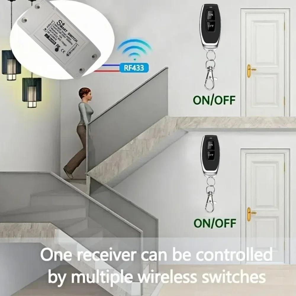 Tuya WiFi RF 433MHz Drahtloser Fernbedienungsschalter AC 110V 220V Mini-Relaisempfänger mit Ein-Aus-Sender für LED-Glühbirne