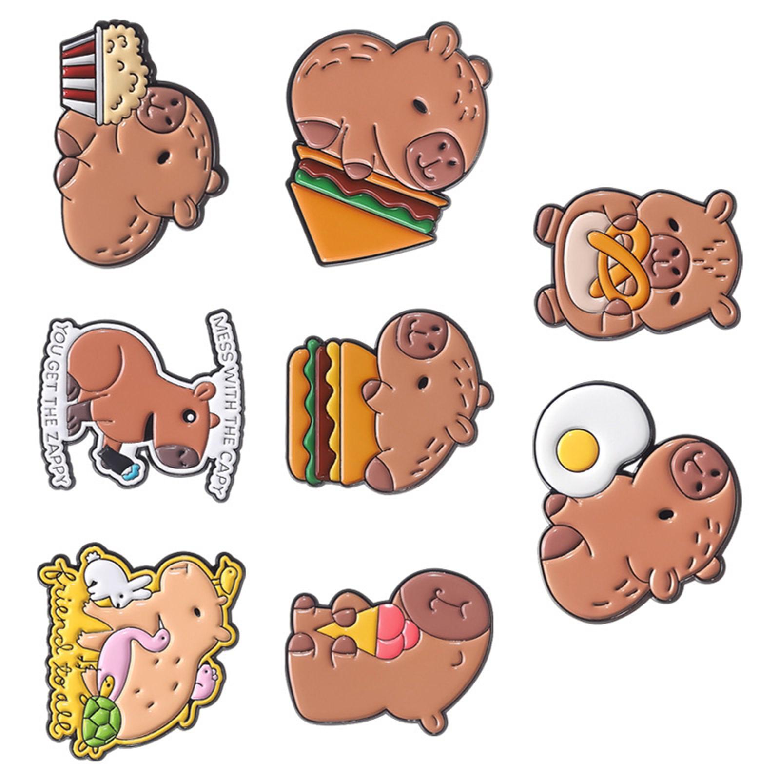 

Набор из 8 металлических брошей-значков с капибарами, животное, нагрудный значок, стильная корсажная брошь, аксессуар для одежды для любителей моды A