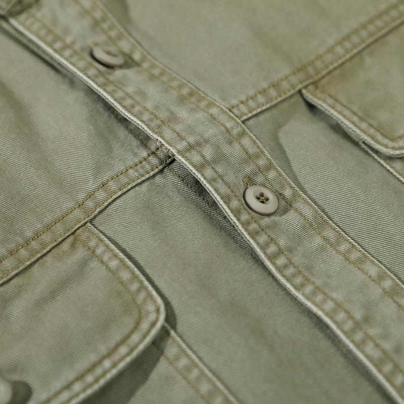 Men's Fall Multi Pocket Patchwork Vintage Cargo Shirt Solid Color Long Sleeve Loose Daily Tops Blouse