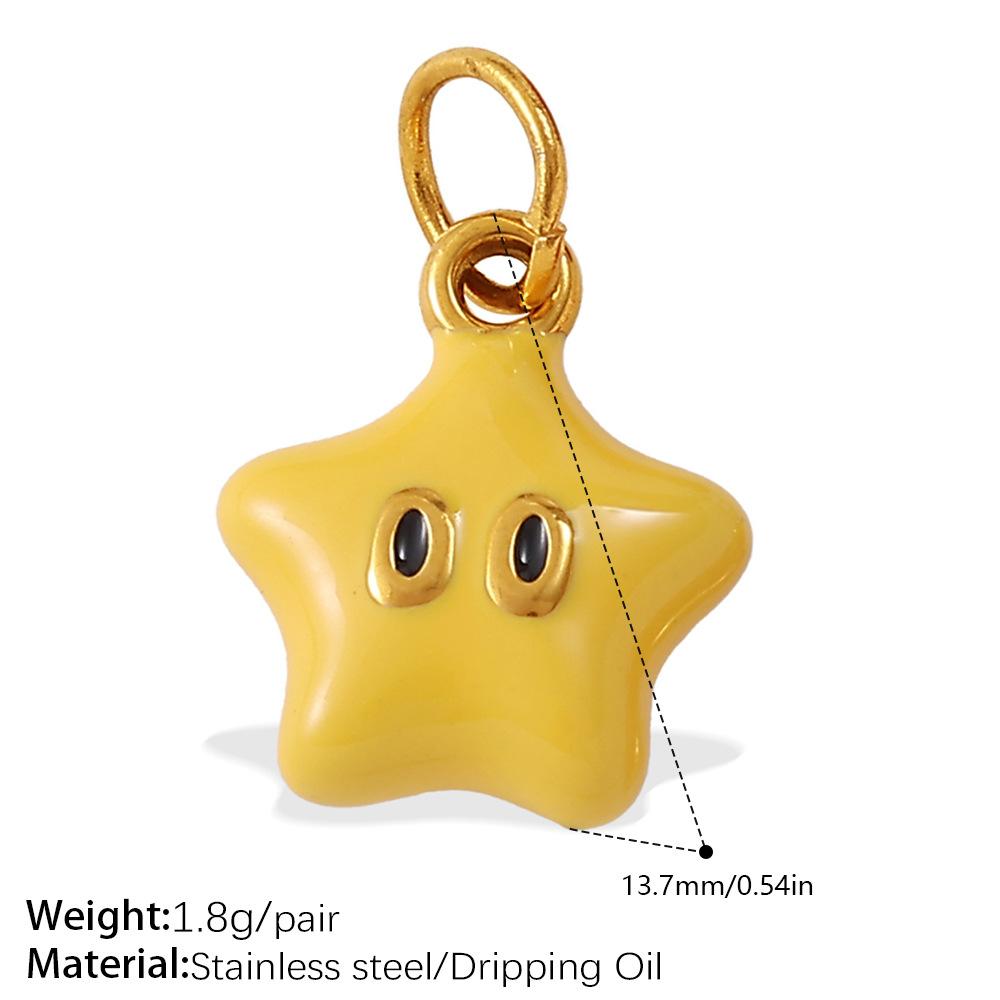 Cartoon Oil Dripping Fruit Diy Pineapple Pendant Stainless Steel Gold-Plated Dopamine Accessories
