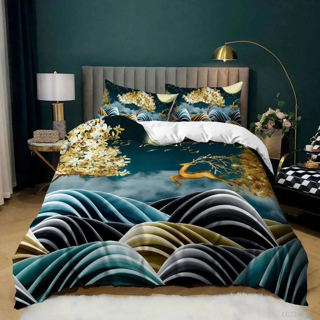 Starry Night Van Gogh Comfortable Duvet Quilt Cover Pillowcase Bedding Set Children Bedroom Decoration Home Textile