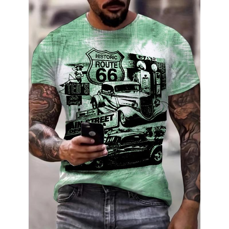 ETST48 Bedrukt Heren T-shirt met Korte Mouwen - Zacht Ademend Comfort voor Dagelijks Gebruik L