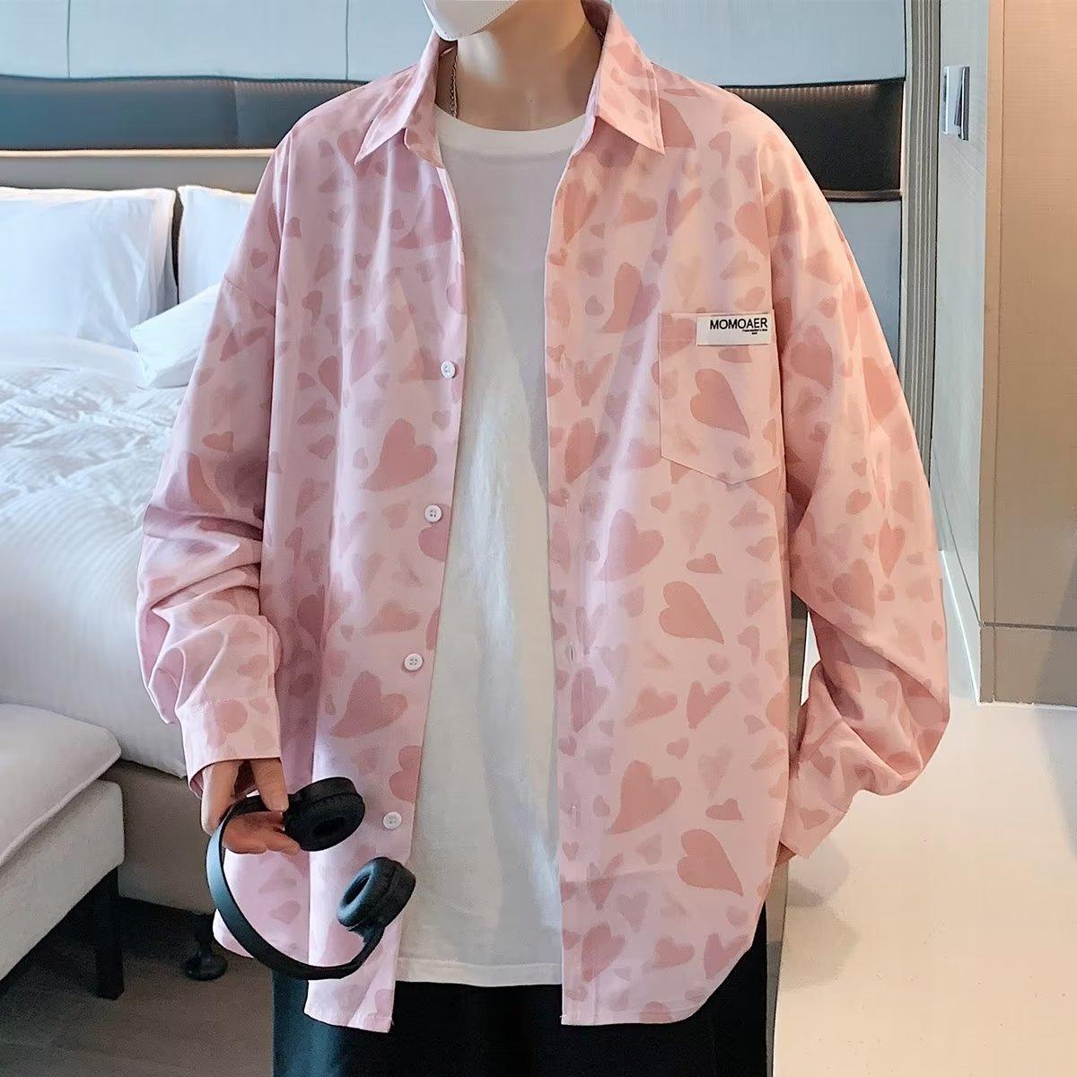 

Повседневная рубашка с длинными рукавами, мужская летняя тонкая модная мужская и женская рубашка-пальто в гонконгском стиле, свободная, большого размера