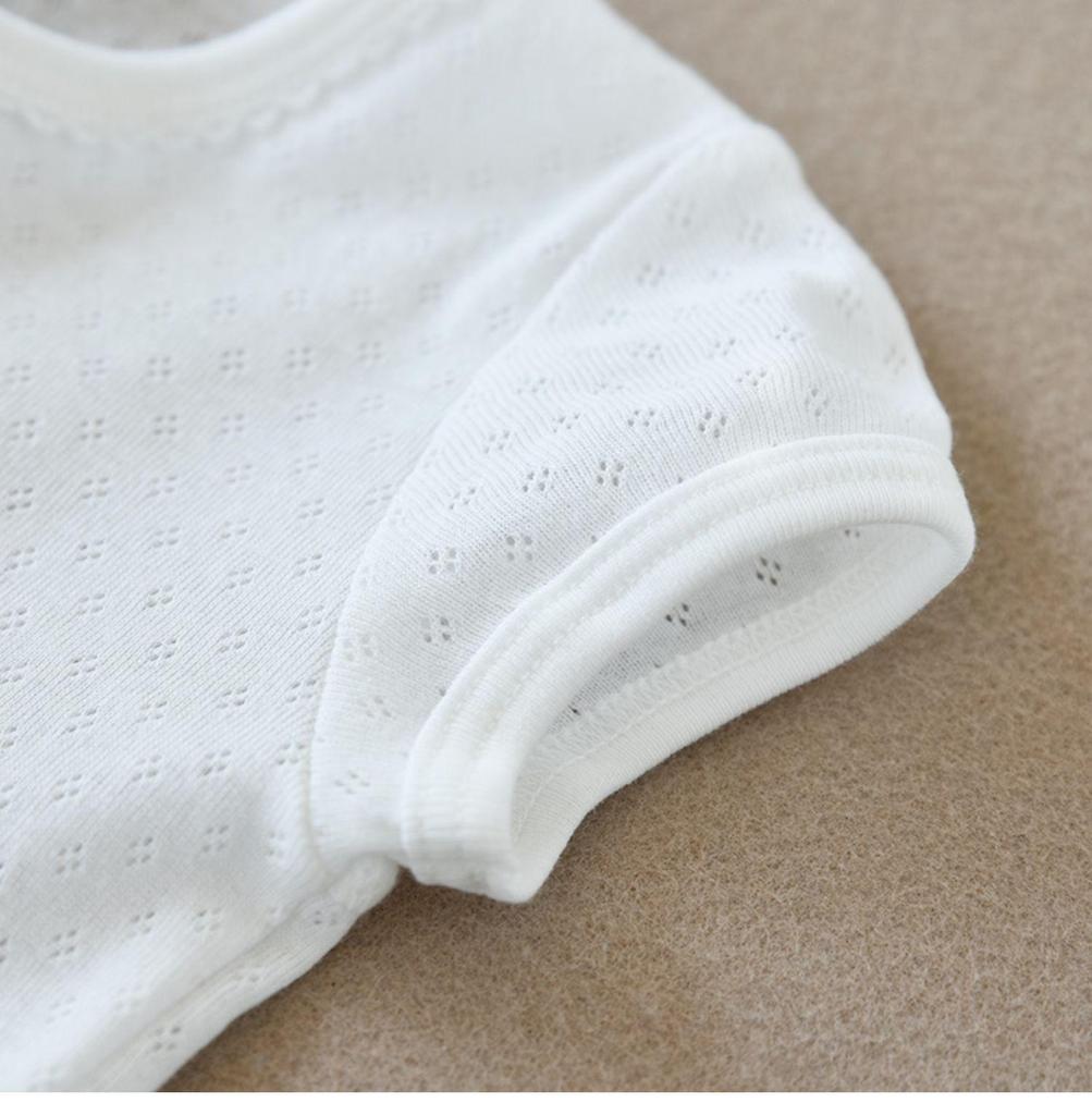 Children's Cotton Vest - Seamless Mesh Top, Solid Color, Round Neck, Loose Fit T-shirt for Boys and Girls