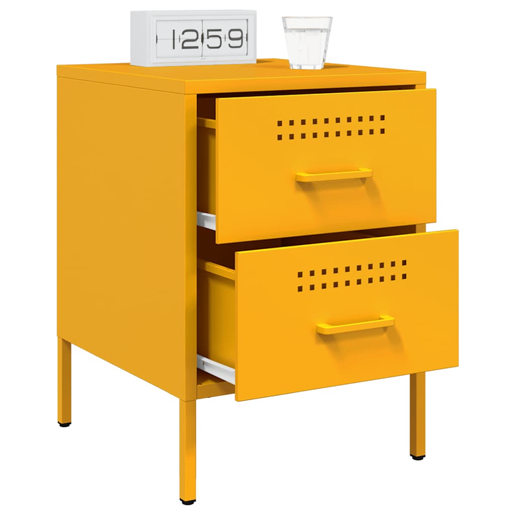 Nightstands 2 Pcs Mustard Yellow 36 X 39 X 50.5 Cm Steel