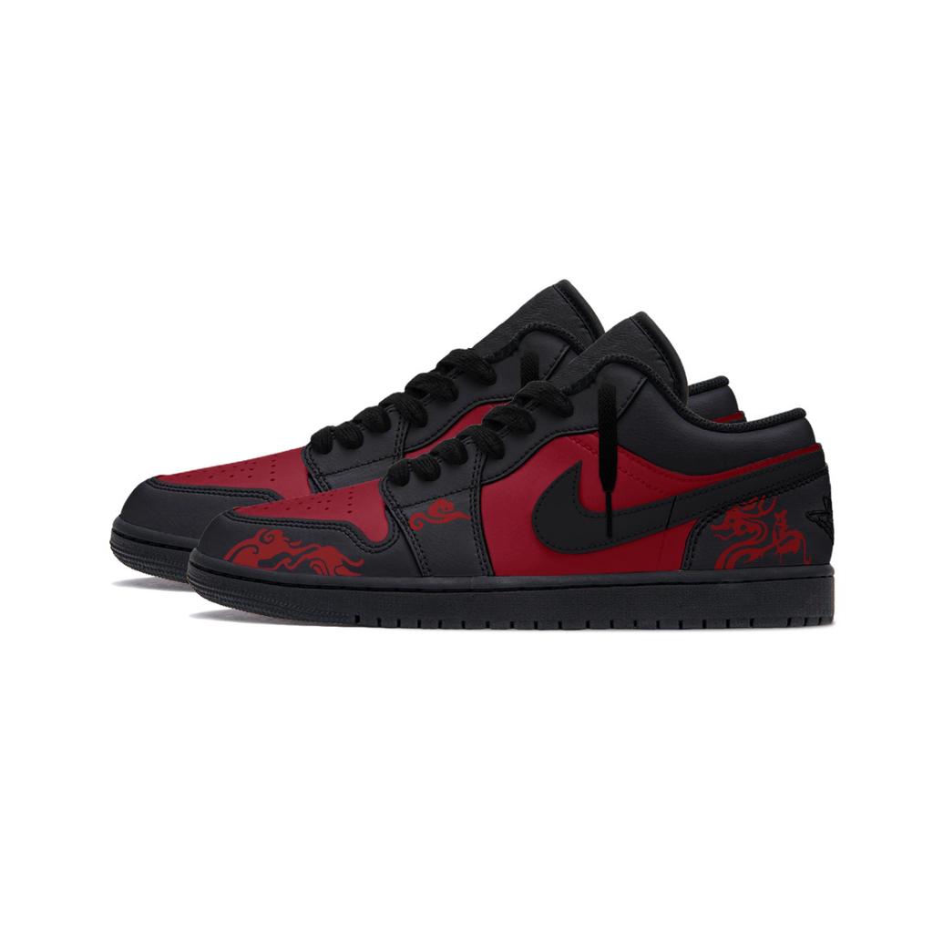 Jordan Air Jordan 1 Vintage Basketball Shoes Men's Low top Black/Red 553558-093(Team766-)
